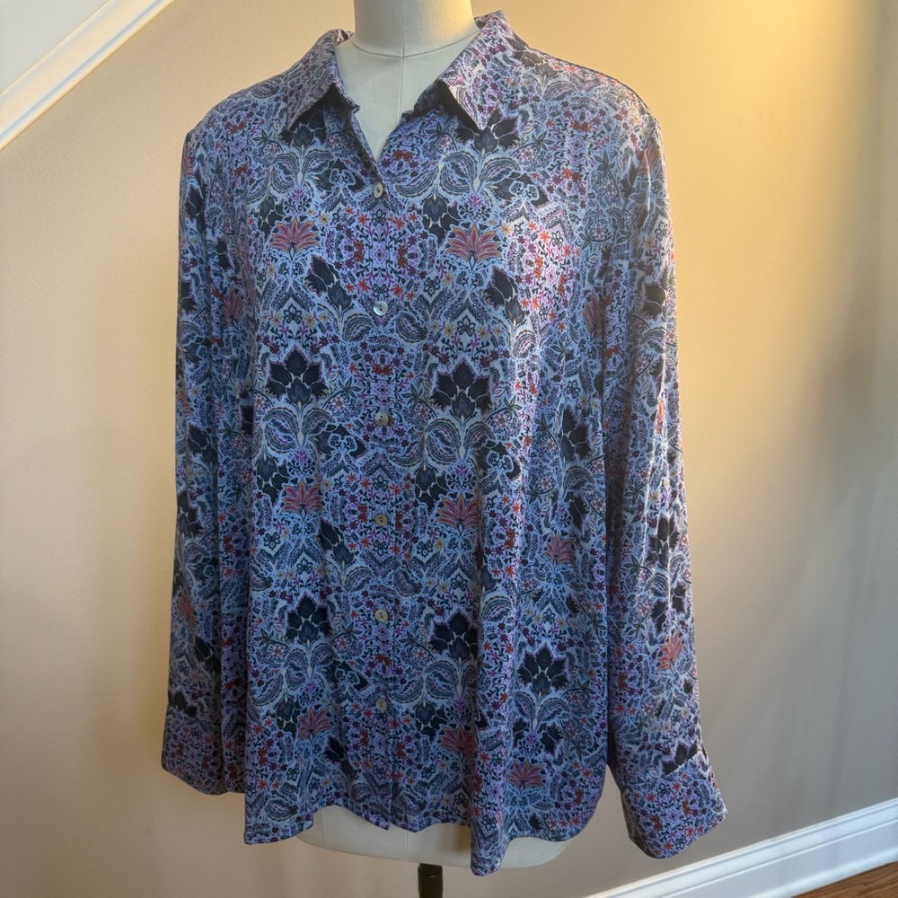 J. Jill Floral Button Down Shirt in Blues and Pinks
